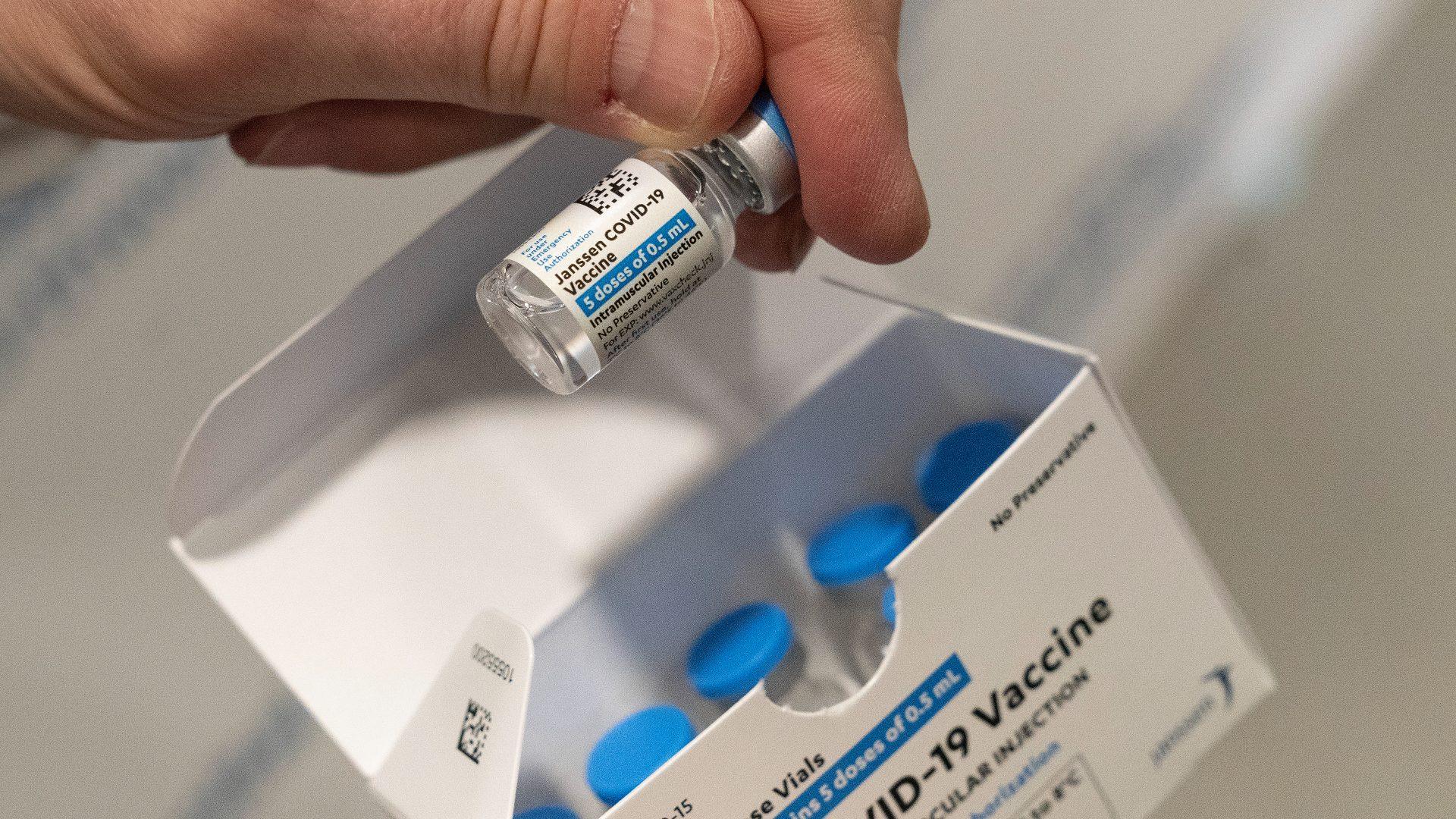 In this Wednesday, March 3, 2021 file photo, a pharmacist holds a vial of the Johnson & Johnson COVID-19 vaccine at a hospital in Bay Shore, N.Y. (AP Photo / Mark Lennihan)