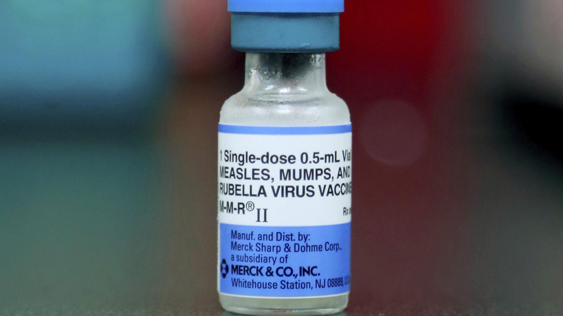 This Friday, May 17, 2019 file photo shows a vial of a measles, mumps and rubella vaccine in Mount Vernon, Ohio. (AP Photo / Paul Vernon, File)