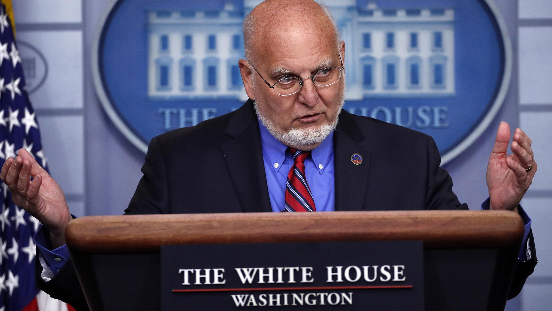 In this April 22, 2020, file photo Dr. Robert Redfield, director of the Centers for Disease Control and Prevention, speaks about the coronavirus in the James Brady Press Briefing Room of the White House in Washington. (AP Photo / Alex Brandon, File)