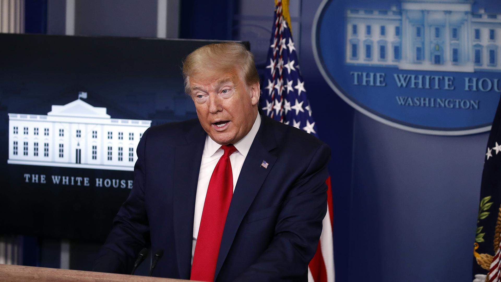 President Donald Trump speaks with reporters about the coronavirus in the James Brady Briefing Room of the White House, Friday, May 22, 2020, in Washington. (AP Photo / Alex Brandon)