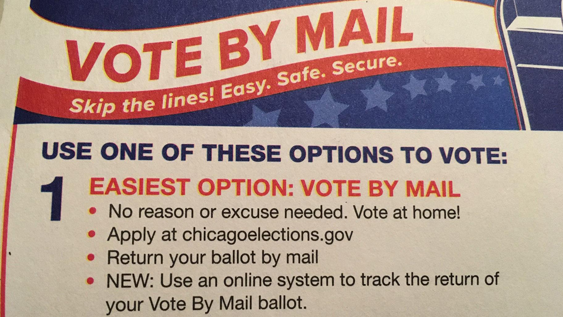 A mailer sent from the Chicago Board of Elections for the March 2020 primary. (WTTW News)