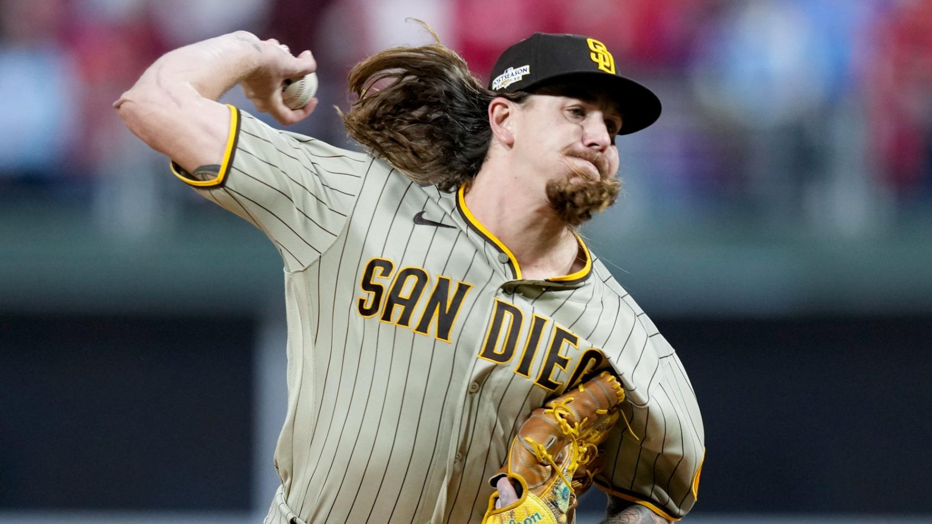 Mike Clevinger throws during the first inning in Game 4 of the baseball NL Championship Series between the San Diego Padres and the Philadelphia Phillies on Oct. 22, 2022, in Philadelphia. (AP Photo / Matt Slocum, File)