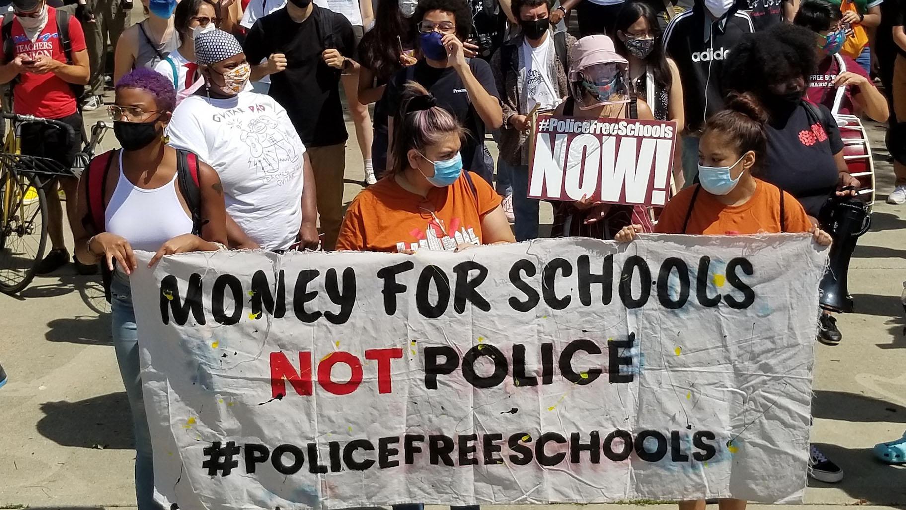 Youth activists organized a peaceful march to Mayor Lori Lightfoot’s home on Aug. 13, 2020 to demand the removal of resource officers from Chicago Public Schools. (Matt Masterson / WTTW News)