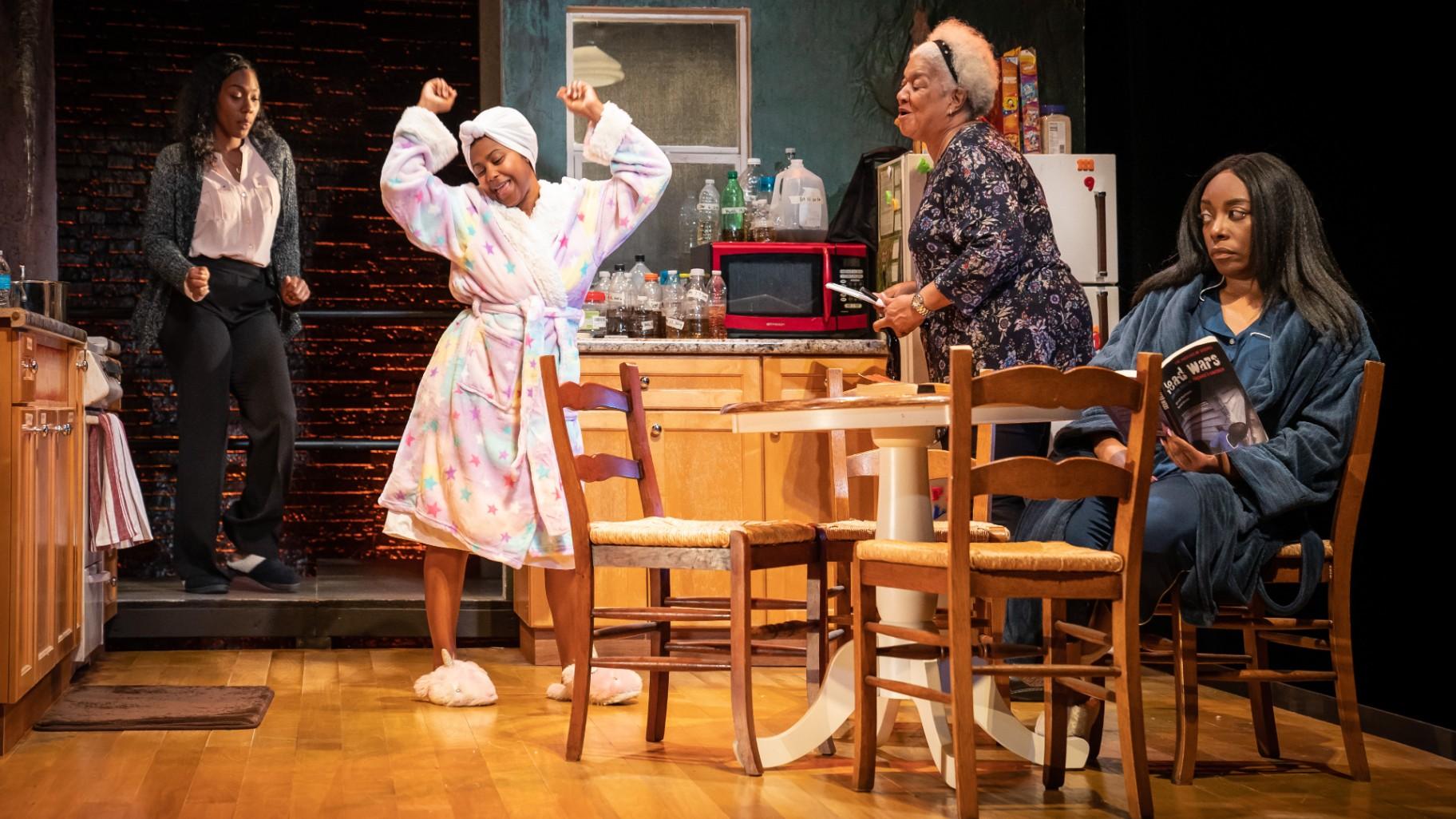 Brianna Buckley, Demetra Dee, Renee Lockett and Sydney Charles in “cullad wattah” at the Victory Gardens Theatre. (Credit: Liz Lauren)