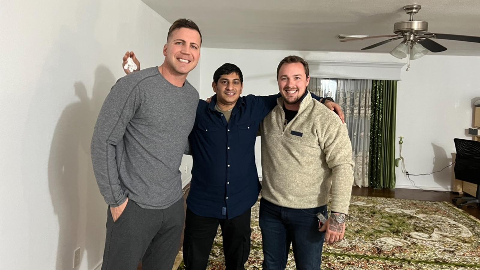 Maj. Tom Schueman, left, and Travis Haggerty, right, are trying to help Zainullah Zaki stay in the United States. (Courtesy of Travis Haggerty)