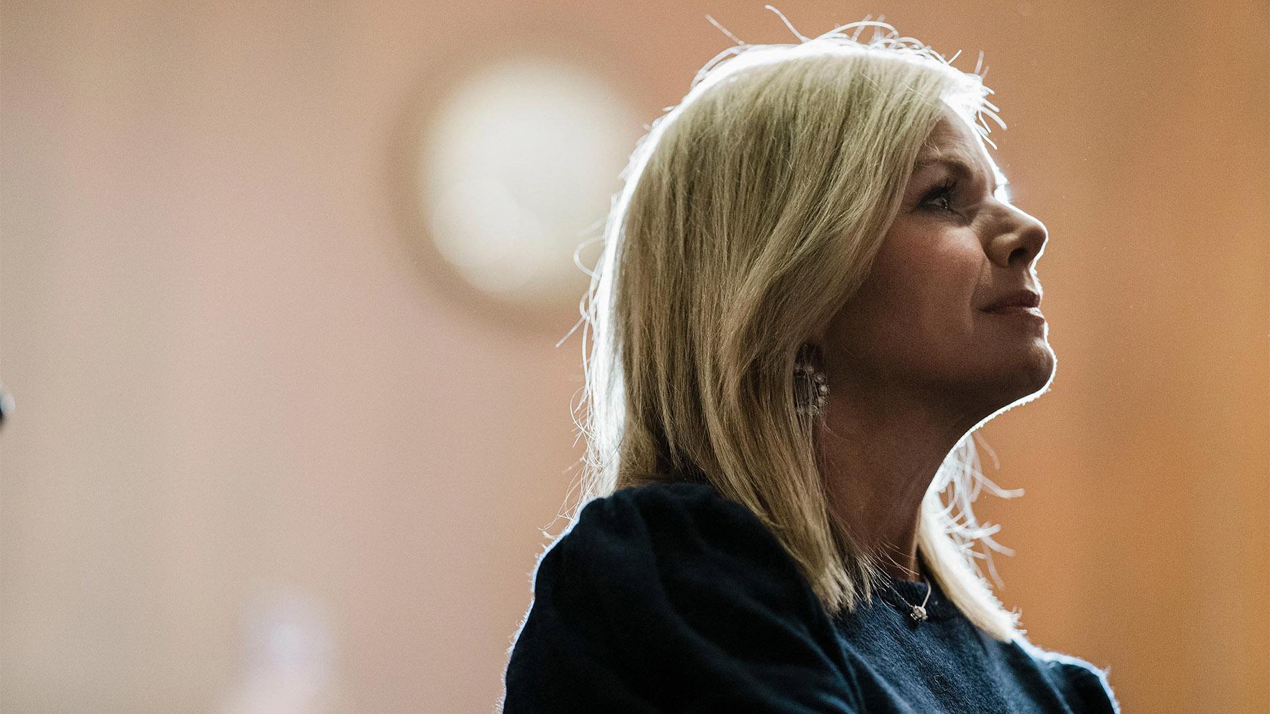Former Fox News anchor Gretchen Carlson, seen here on Capitol Hill on February 10, in Washington, DC, will attend President Joe Biden’s signing of bill overhauling workplace sexual misconduct law. (Kent Nishimura / Los Angeles Times / Getty images)