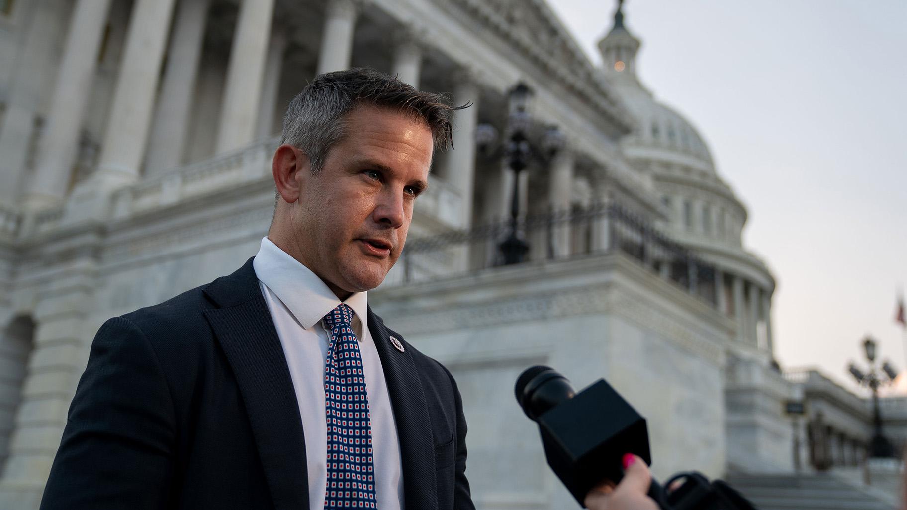 Rep. Adam Kinzinger, seen here in August 2021 in Washington, D.C., is actively weighing his political fortunes despite serious questions about whether there’s any future for a Donald Trump critic like him in today’s GOP. (Stefani Reynolds / Bloomberg via Getty Images)
