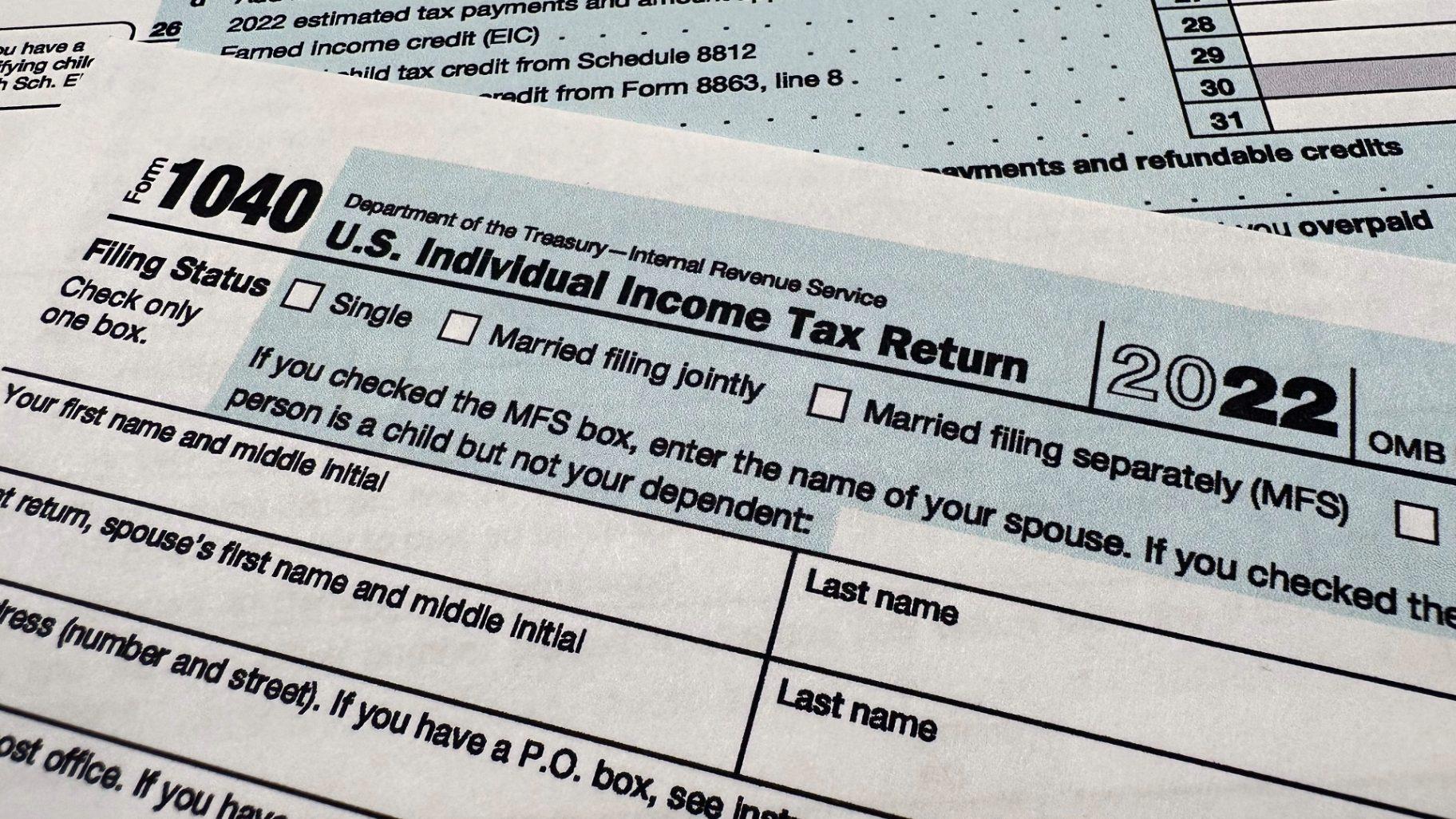 The Internal Revenue Service 1040 tax form for 2022 is seen on April 17, 2023. (AP Photo / Jon Elswick, File) The Internal Revenue Service 1040 tax form for 2022 is seen on April 17, 2023. (AP Photo / Jon Elswick, File)