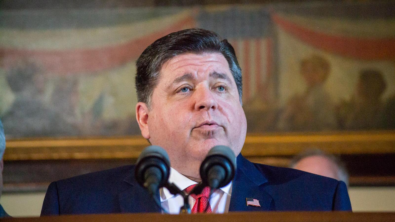 Gov. J.B. Pritzker is pictured in his Capitol office. (Jerry Nowicki / Capitol News Illinois)