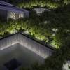 Aerial view of memorial at night. Image Credit: Squared Design Lab