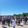 Protesters march along the Dan Ryan Expressway on July 7, 2018. (Matt Masterson / Chicago Tonight)