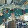 Downward - The camera looks down on Marina Towers and the river