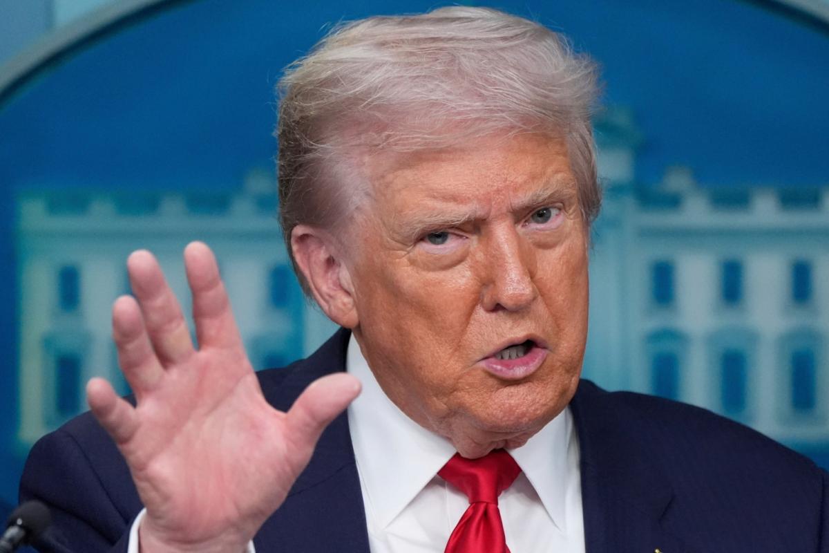 President Donald Trump speaks with reporters in the James Brady Press Briefing Room at the White House, Monday, Aug. 11, 2025, in Washington. (AP Photo / Alex Brandon)