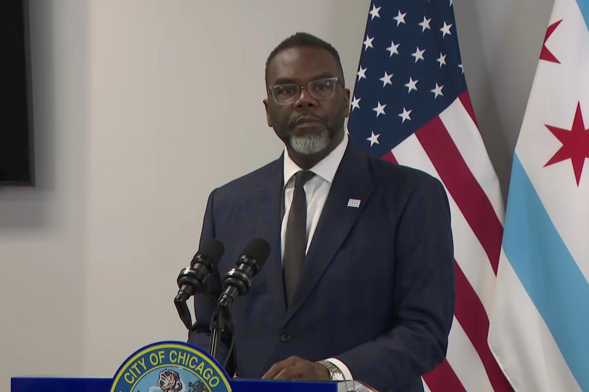 Mayor Brandon Johnson is pictured during a news conference on Dec. 8, 2025. (WTTW News)