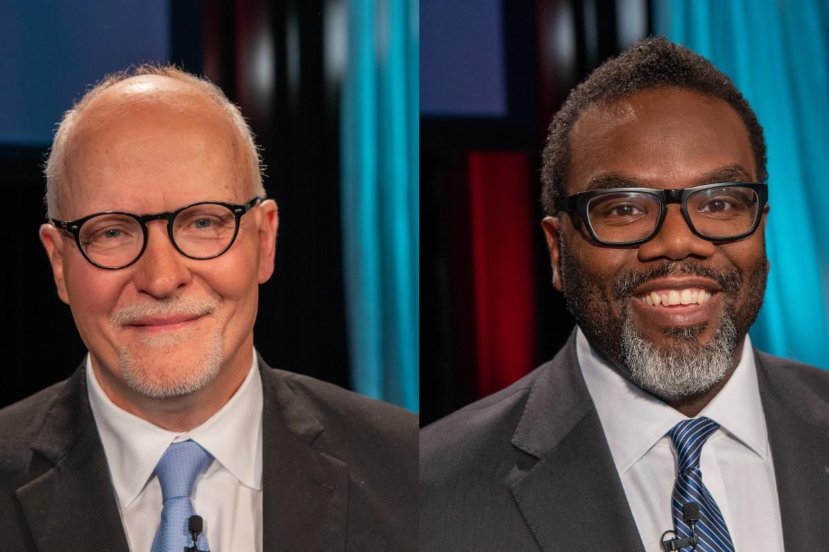 Paul Vallas and Brandon Johnson will compete in the mayoral runoff. (WTTW)