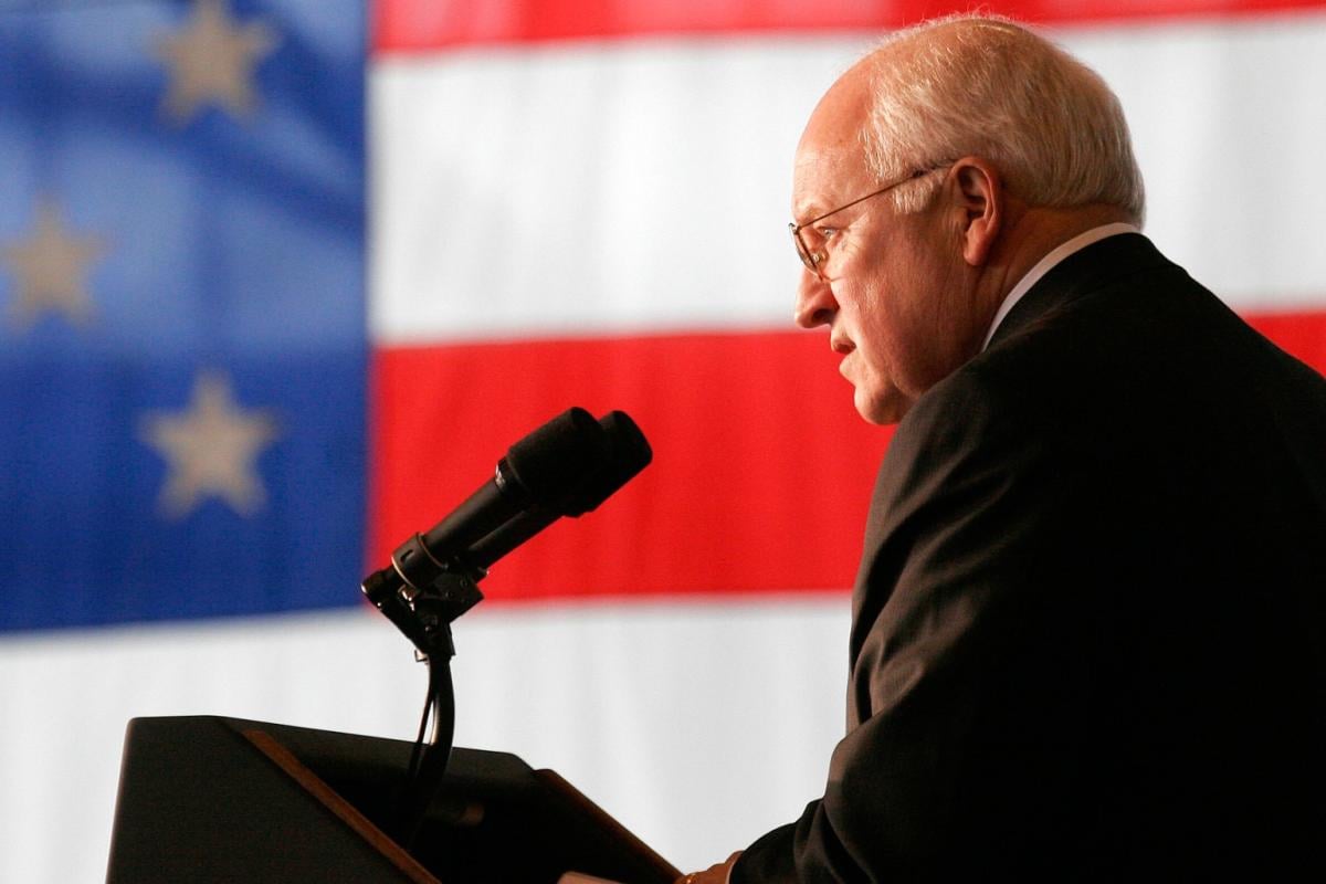Vice President Dick Cheney delivers his speech to troops at Fairchild Air Force base on Monday, April 17, 2006 in Spokane, Wash. (AP Photo / Dustin Snipes, file)