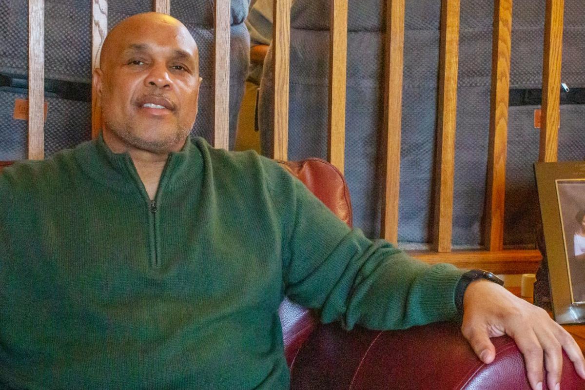 Brian Beals, 57, sits in his sister’s home in January, one month after being released from prison after serving 35 years for a wrongful conviction. Beals was studying at Southern Illinois University when he was arrested for a murder he did not commit in 1988. (Dilpreet Raju / Capitol News Illinois)