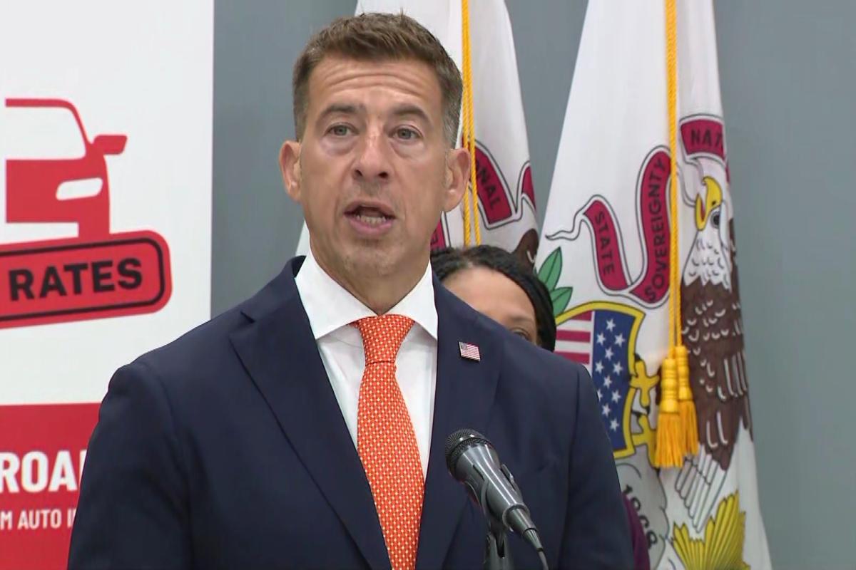 Illinois Secretary of State Alexi Giannoulias speaks at a news conference on July 30, 2025. (WTTW News)