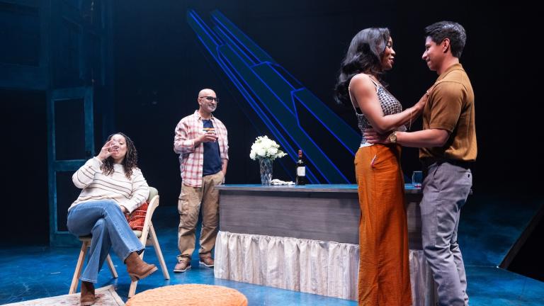 "Untitled Vampire Play:" Cynthia Kaye McWilliams (Alicia), Kareem Bandealy (Louie), Courtney Ricki Green (Val), & Jordan Arredondo (Dom). (Justin Barbin)