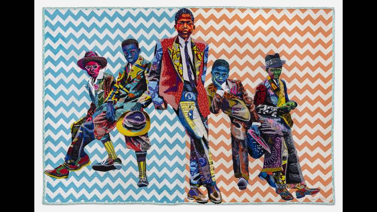 Bisa Butler. “Southside Sunday Morning,” 2018. Private collection. © Bisa Butler. (Photo by Margaret Fox)
