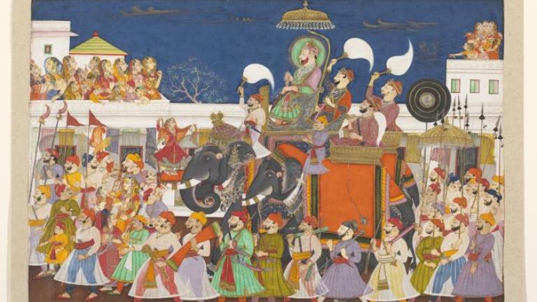 Procession of Ram Singh II of Kota, Opaque watercolor on paper; Credit: Procession of Ram Singh II of Kota, c. 1850 © Victoria and Albert Museum, London.