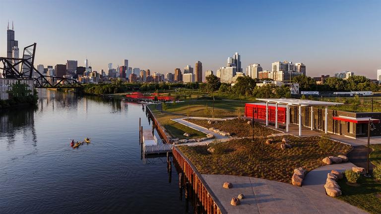 Ping Tom Memorial Park at the Chicago River (Courtesy Metropolitan Planning Council)