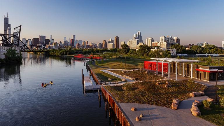 Ping Tom Memorial Park at the Chicago River (Courtesy Metropolitan Planning Council)