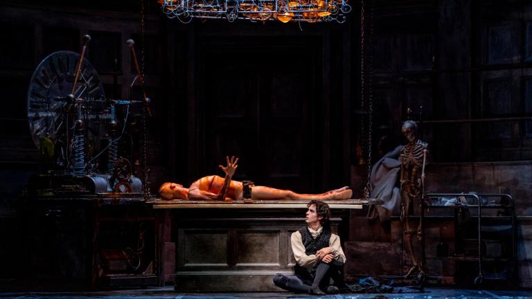 Jonathan Dole and José Pablo Castro Cuevas in “Frankenstein.” (Cheryl Mann)