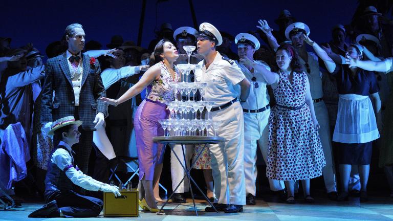 Ailyn Perez and Joshua Hopkins in the Lyric Opera production of “The Elixir of Love.” (Photo by Cory Weaver)