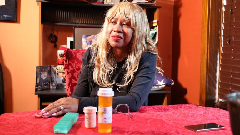 Melzinnia Connolly, of Norwood Park, on Feb. 6, 2024. Connolly has been diagnosed with nerve damage and was prescribed opioids. (DePaul’s Center for Journalism Integrity and Excellence)