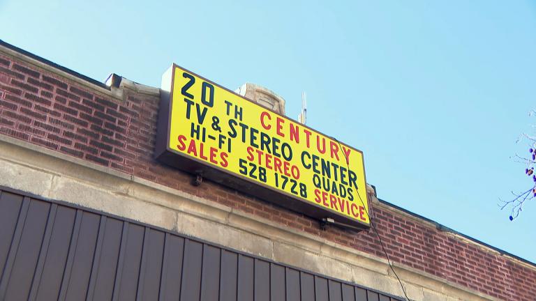 The storefront of 20th Century TV & Stereo Center at 1615 W. Montrose Ave. 