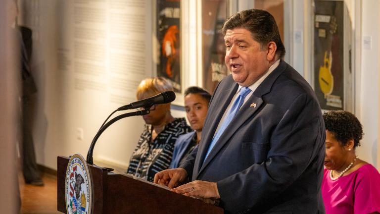 At the National Museum of Puerto Rican Arts & Culture on Feb. 26, 2024, Gov. J.B. Pritzker announces 10 neighborhoods in Chicago, Springfield and Champaign will be designated “cultural districts.” (Andrew Adams / Capitol News Illinois) 