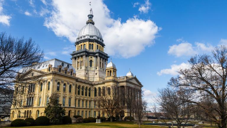 The exterior of the Illinois State Capitol is pictured in Springfield. In 2024, nearly 90% of Statehouse primaries feature either one candidate or none at all. (Andrew Adams / Capitol News Illinois) 