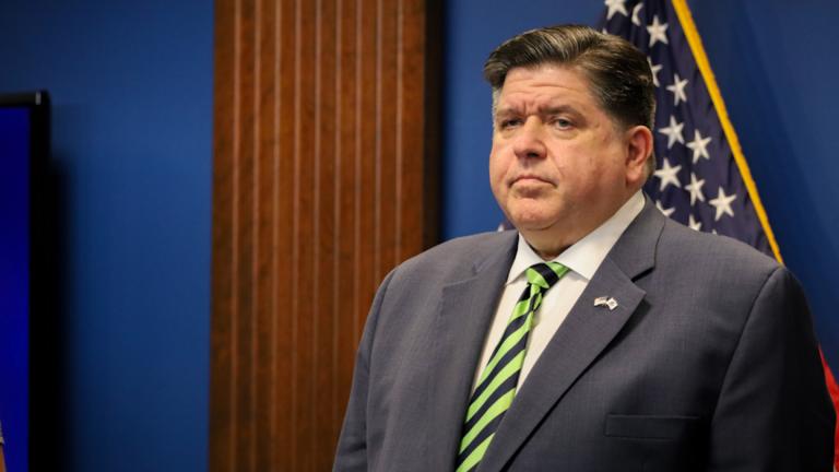 Gov. J.B. Pritzker is pictured at a news conference on Tuesday, Jan. 28, 2025, about the Trump administration’s attempt to freeze federal grants and funding. (Andrew Adams / Capitol News Illinois)