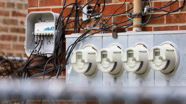 A set of electric meters in Chicago. (Andrew Adams / Capitol News Illinois)