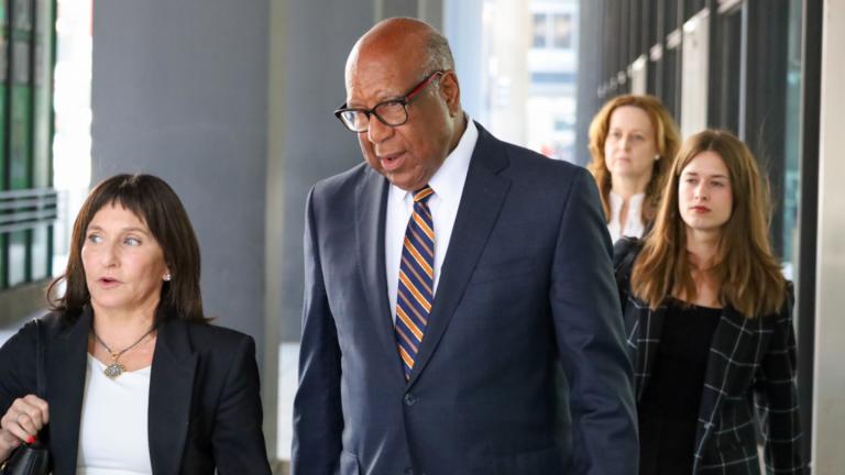 Former Commonwealth Edison executive John Hooker walks out of Chicago’s Dirksen Federal Courthouse on Monday, July 14, 2025, after being sentenced to 1 ½ years in prison and a $500,000 fine for his role in bribing ex-Illinois House Speaker Michael Madigan. (Andrew Adams / Capitol News Illinois)