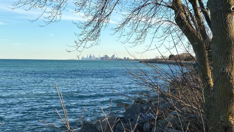 The Chicago skyline as pictured across Lake Michigan from Evanston. (Jerry Nowicki / Capitol News Illinois)