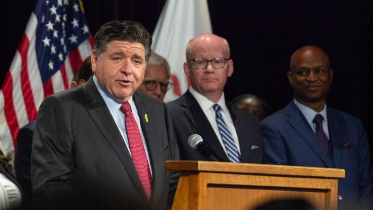 Gov. JB Pritzker speaks at an event at the Illinois Governor’s Mansion in Springfield on Aug. 11, 2026. (Jerry Nowicki / Capitol News Illinois)