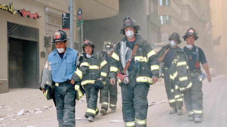 Firefighters on Broadway, September 11, 2001. Image Credit: Nicola McClean
