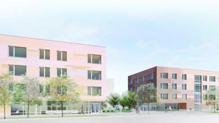 A rendering of the proposed apartment complex near Lawrence and Austin avenues in Jefferson Park. (Credit: Canopy Chicago)