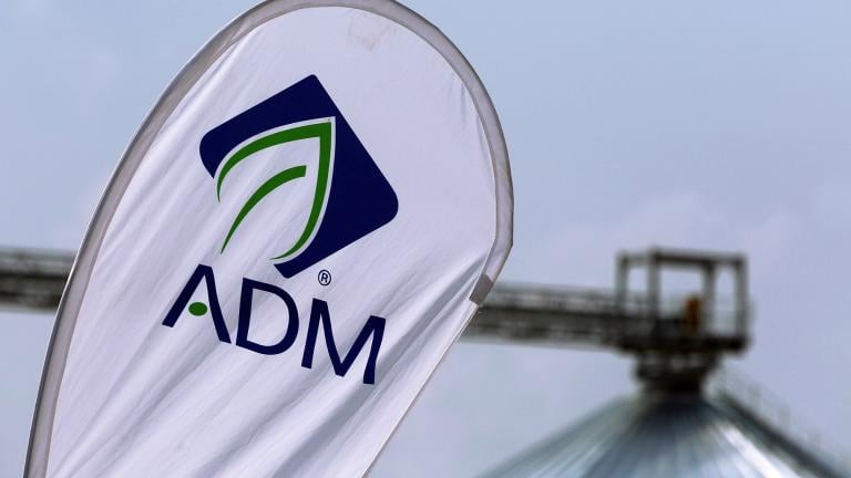 In this Monday, Aug. 31, 2015, photo, the Archer Daniels Midland Company logo is seen at the Farm Progress Show in Decatur, Ill. (AP Photo / Seth Perlman, File)