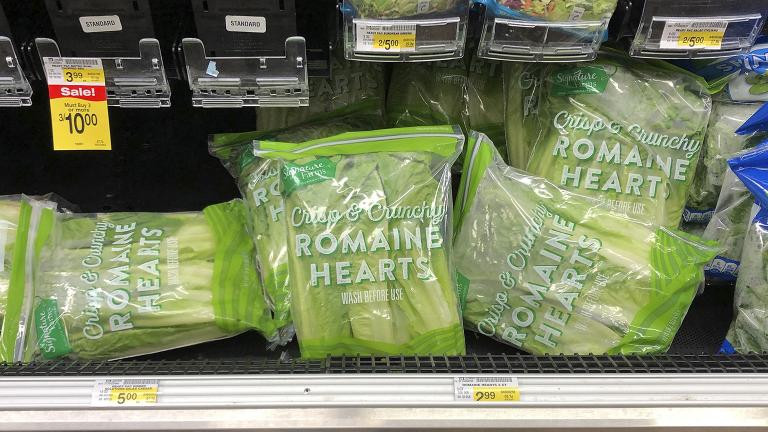 Romaine lettuce still sits on the shelves in the produce area of an Albertsons market Tuesday, Nov. 20, 2018, in Simi Valley, Calif. (Mark J. Terrill / AP Photo)