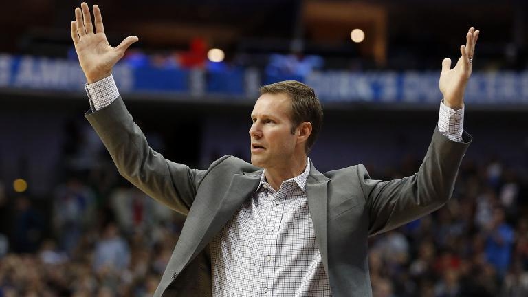 In this Oct. 22, 2018, file photo, Chicago Bulls head coach Fred Hoiberg questions a call during the second half of an NBA basketball game against the Dallas Mavericks. (Michael Ainsworth / AP File Photo) 