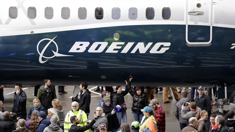In this Feb. 5, 2018, file photo a Boeing 737 MAX 7, the newest version of Boeing's fastest-selling airplane, is displayed during a debut for employees and media of the new jet in Renton, Wash. (AP Photo / Elaine Thompson, File) In this Feb. 5, 2018, file photo a Boeing 737 MAX 7, the newest version of Boeing's fastest-selling airplane, is displayed during a debut for employees and media of the new jet in Renton, Wash. (AP Photo / Elaine Thompson, File)