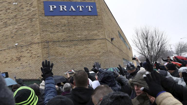 Family, friends and community members attend a vigil Sunday, Feb. 17, 2019, in Aurora, Illinois. (AP Photo / Nam Y. Huh)