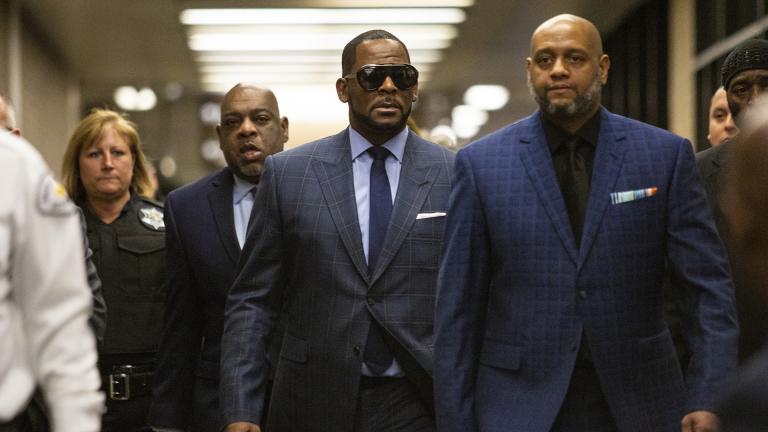 Musician R. Kelly arrives at the Daley Center for a hearing in his child support case at the Daley Center, Wednesday, March 6, 2019, in Chicago. (Ashlee Rezin / Chicago Sun-Times via AP)