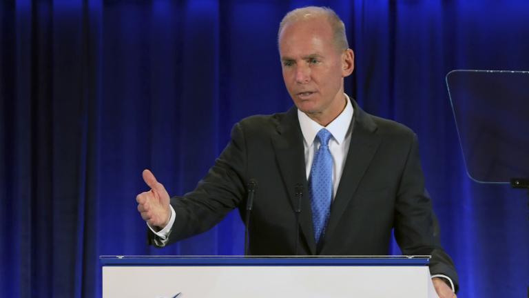 Boeing Chief Executive Officer Dennis Muilenburg speaks Monday, April 29, 2019 at the Boeing Annual General Meeting in Chicago. (John Gress / Reuters via AP, Pool) Boeing Chief Executive Officer Dennis Muilenburg speaks Monday, April 29, 2019 at the Boeing Annual General Meeting in Chicago. (John Gress / Reuters via AP, Pool)