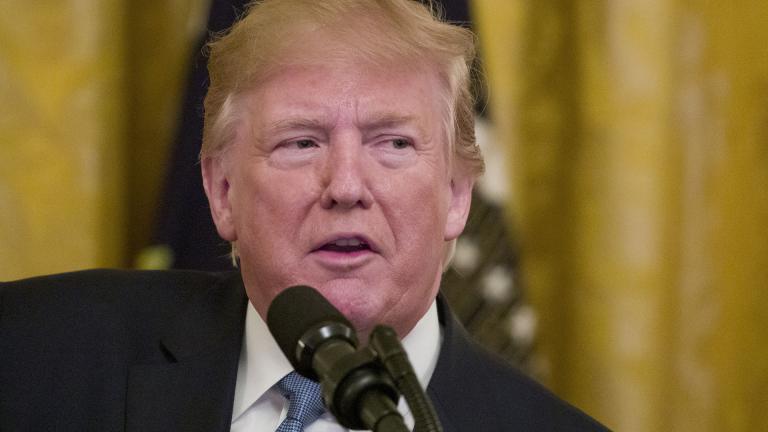 This July 8, 2019, file photo shows President Donald Trump speaking during an event about the environment in the East Room of the White House, in Washington. (AP Photo / Alex Brandon, File)