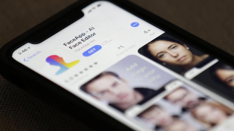 FaceApp is displayed on an iPhone Wednesday, July 17, 2019, in New York. The popular app is under fire for privacy concerns. (AP Photo / Jenny Kane)