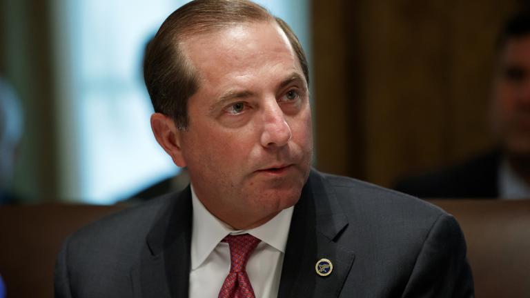 In this Tuesday, July 16, 2019, file photo, Health and Human Services Secretary Alex Azar pauses while speaking during a Cabinet meeting at the White House, in Washington. (AP Photo / Alex Brandon, File) In this Tuesday, July 16, 2019, file photo, Health and Human Services Secretary Alex Azar pauses while speaking during a Cabinet meeting at the White House, in Washington. (AP Photo / Alex Brandon, File)